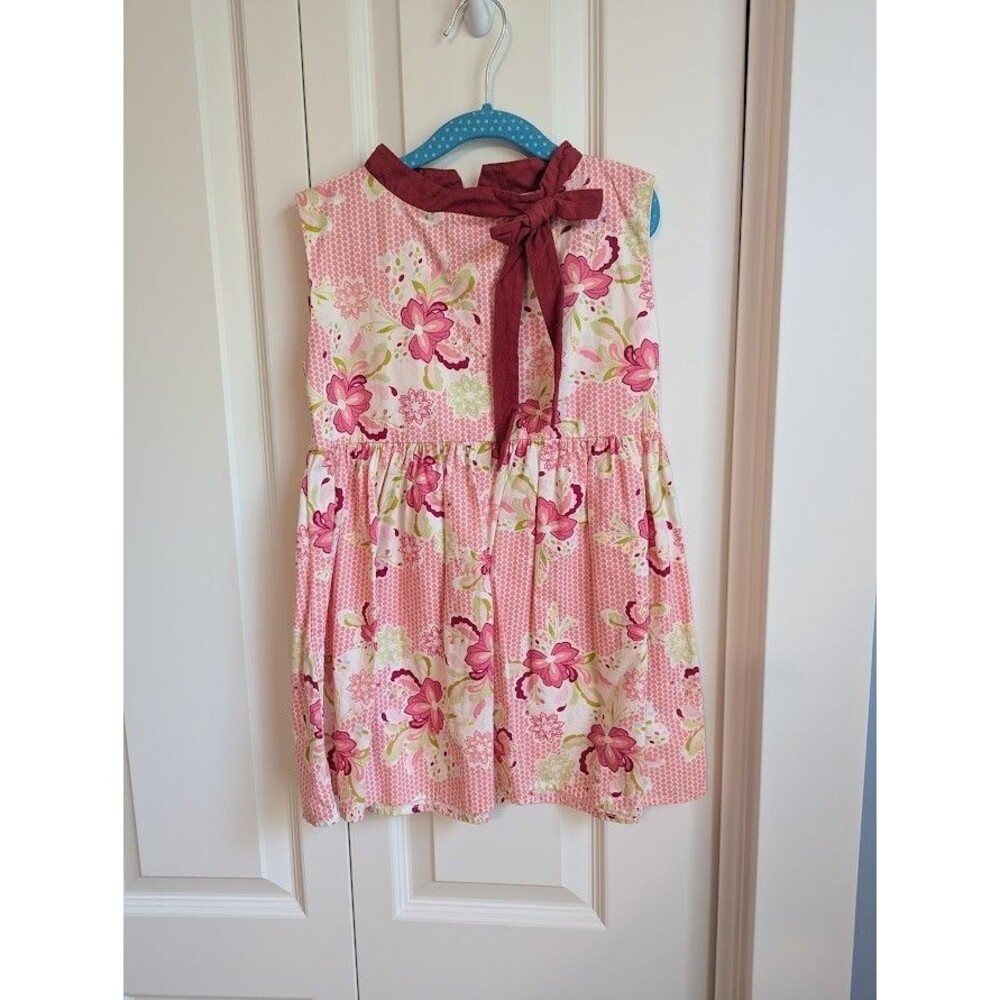 Rare Persnickety pink floral top with asymmetrical bow at neck 12